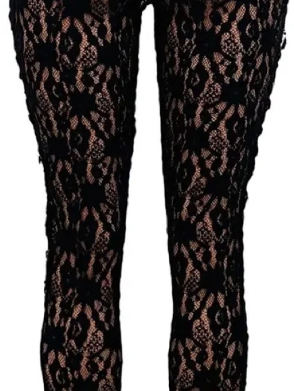NWT Free People Black Floral Lace Leggings See-Through Club Rave Goth Metal Punk - Picture 3 of 9